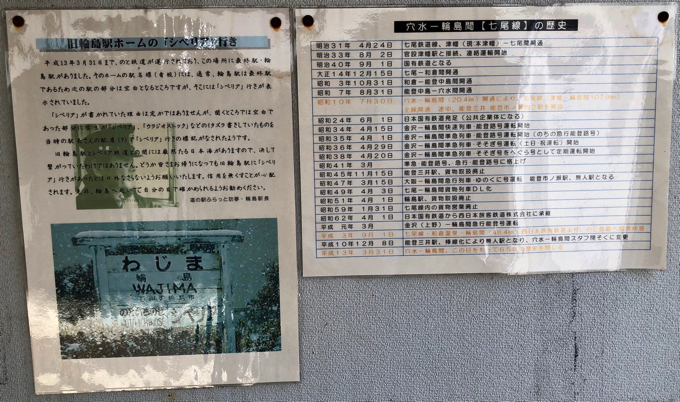 「輪島」の駅名標には「シベリア」行きについての説明